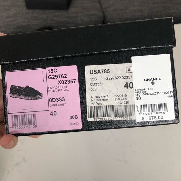 Authentic Chanel grey suede logo espadrilles 40 - Picture 3 of 8